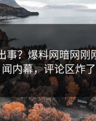 明星又出事？爆料网暗网刚刚曝出秘闻内幕，评论区炸了