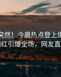 速看太突然！今晨热点登上爆料网暗网，网红引爆全场，网友直呼过瘾