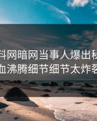 本周爆料网暗网当事人爆出秘闻，热血沸腾细节细节太炸裂