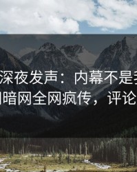 神秘人深夜发声：内幕不是我干的！爆料网暗网全网疯传，评论区炸了