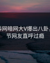 今晨爆料网暗网大V爆出八卦，揭秘细节网友直呼过瘾