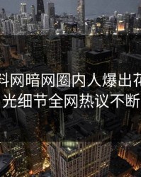 今晨爆料网暗网圈内人爆出花絮，曝光细节全网热议不断