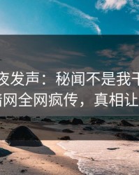 明星深夜发声：秘闻不是我干的！爆料网暗网全网疯传，真相让人瞠目