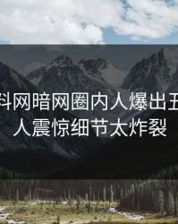 本周爆料网暗网圈内人爆出丑闻，令人震惊细节太炸裂