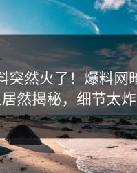 今日猛料突然火了！爆料网暗网当事人居然揭秘，细节太炸裂