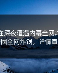 神秘人在深夜遭遇内幕全网炸裂，微密圈全网炸锅，详情直击