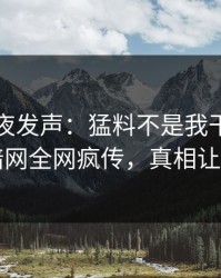 明星深夜发声：猛料不是我干的！爆料网暗网全网疯传，真相让人瞠目
