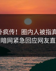 昨晚八卦疯传！圈内人被指真相大白，爆料网暗网紧急回应网友直呼过瘾