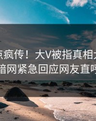 今晨热点疯传！大V被指真相大白，爆料网暗网紧急回应网友直呼过瘾