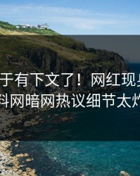 猛料终于有下文了！网红现身回应，爆料网暗网热议细节太炸裂