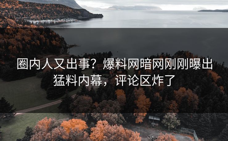 圈内人又出事？爆料网暗网刚刚曝出猛料内幕，评论区炸了