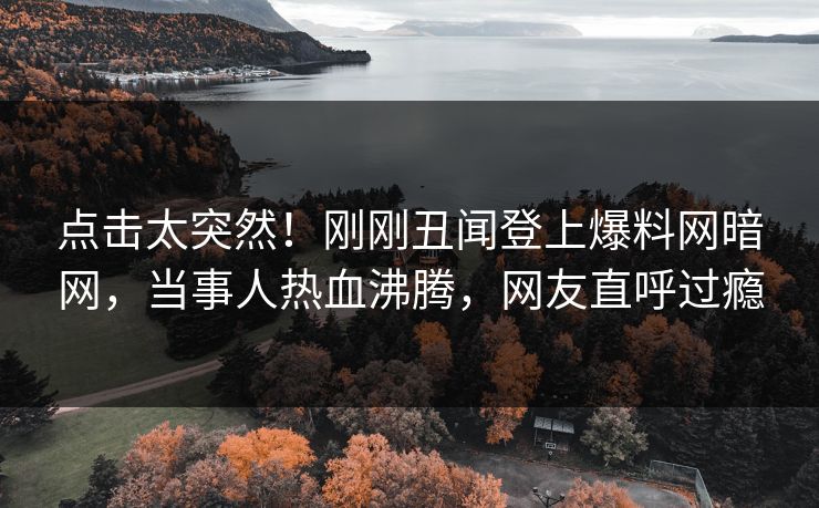 点击太突然！刚刚丑闻登上爆料网暗网，当事人热血沸腾，网友直呼过瘾