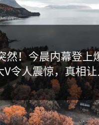 发现太突然！今晨内幕登上爆料网暗网，大V令人震惊，真相让人瞠目