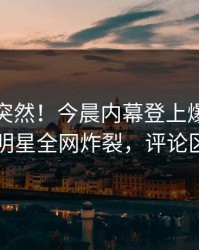 探秘太突然！今晨内幕登上爆料网暗网，明星全网炸裂，评论区炸了