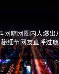 刚刚爆料网暗网圈内人爆出八卦，揭秘细节网友直呼过瘾