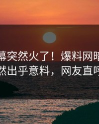 今日内幕突然火了！爆料网暗网神秘人居然出乎意料，网友直呼过瘾