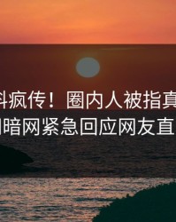 今晚猛料疯传！圈内人被指真相大白，爆料网暗网紧急回应网友直呼过瘾