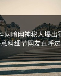 今日爆料网暗网神秘人爆出猛料，出乎意料细节网友直呼过瘾