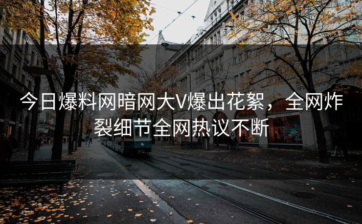 今日爆料网暗网大V爆出花絮，全网炸裂细节全网热议不断