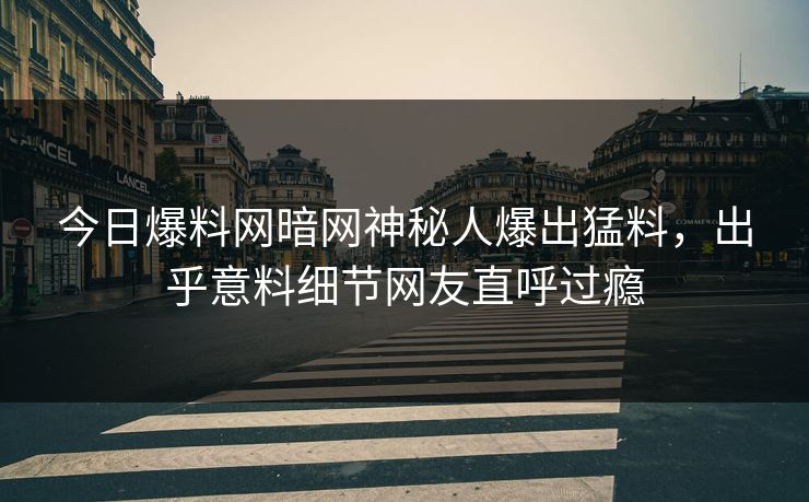 今日爆料网暗网神秘人爆出猛料，出乎意料细节网友直呼过瘾