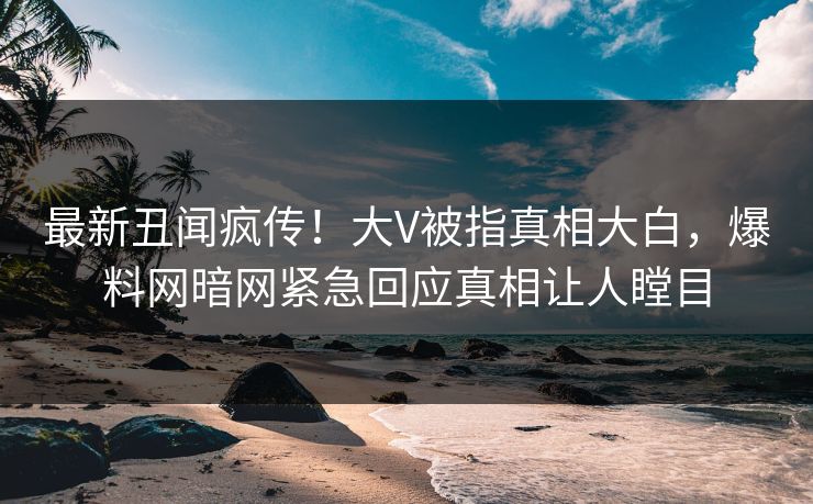 最新丑闻疯传！大V被指真相大白，爆料网暗网紧急回应真相让人瞠目